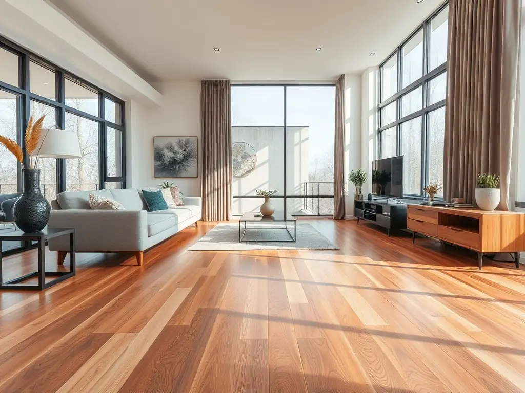 An interior shot featuring newly installed hardwood flooring, modern recessed ceilings, and elegant finishing touches, highlighting STRUCT’s attention to detail in interior finishing.